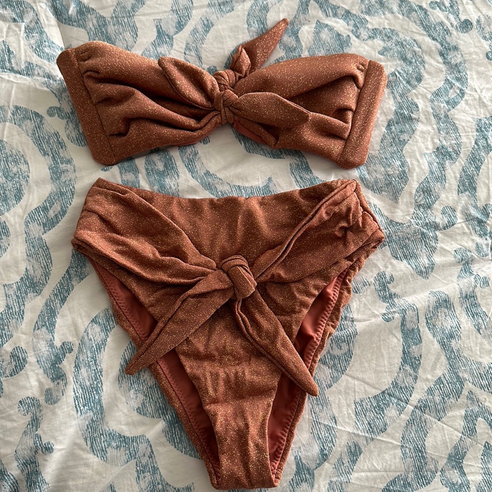 Montce Swim Strapless Rose Gold High Rise Bikini